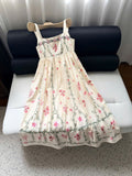 Vintage Floral Embroidered Maxi Dress - Elegant Square Neck Summer Dress
