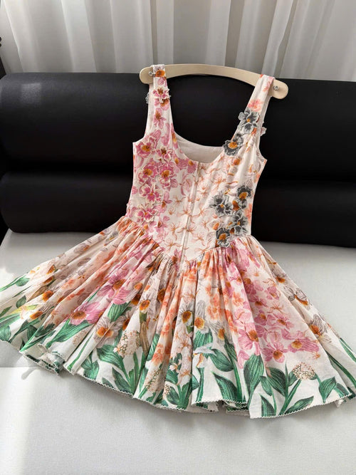 Floral Sleeveless Mini Dress – Soft Elegant Style